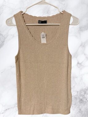 NWT Gap Ribbed Beige Tank Top Size L